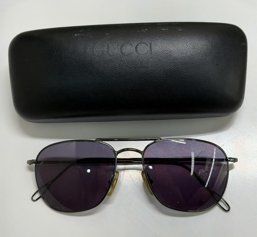 Gucci CC 1286/S aviator Navigator Sunglasses Gunmetal DarK Grey